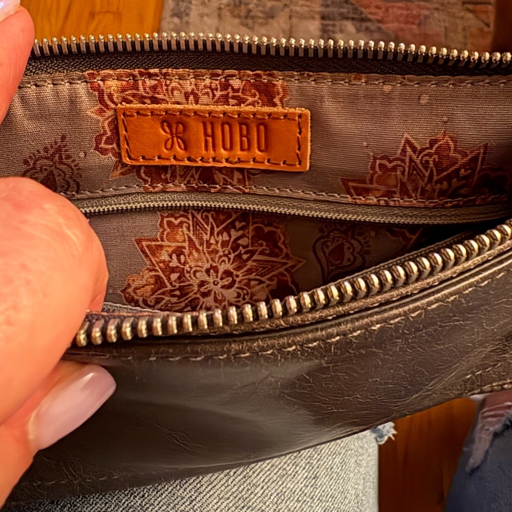 HOBO Genuine Leather Crossbody | Graphite Grey | Soft Supple Leather - Picture 2 of 2